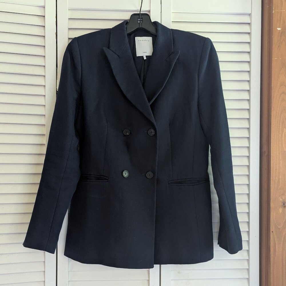 Sandro navy double breasted blazer women's size S/36